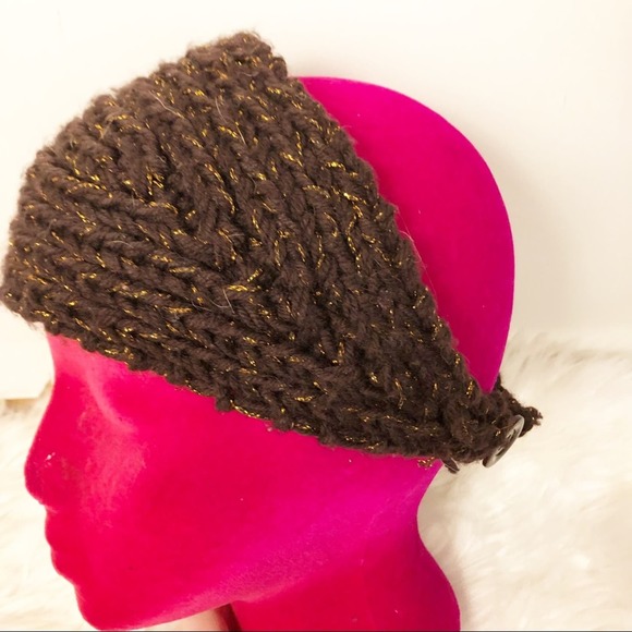Handmade Knit Earmuff Head Band with Flower - Picture 4 of 8